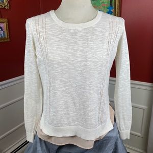 Mixed Media Cotton/Poly Sweater with tunic layering piece